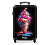 NoBoringSuitcases.com Valise Cabine Rigide à Roulettes 55x35x25cm - Cornet de Glace Rose