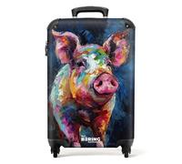 NoBoringSuitcases.com Valise Cabine, Valises, Bagages Cabine, Valise Pas Cher, Valise 55x35x25cm, Petite Valise, Valise Rigide, Valise Roulette, Valise Cabine 55x35x25cm (Cochon - Rose)