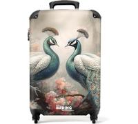NoBoringSuitcases.com Valise Cabine, Valises, Bagages Cabine, Valise Pas Cher, Valise 55x35x25cm, Valise Voyage, Suitcase, Valise Roulette, Valise Cabine 55x35x25cm (Paons - Rose)