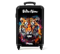 NoBoringSuitcases.com Valise Cabine, Valises, Bagages Cabine, Valise Pas Cher, Valise Rigide, Valise Voyage, Suitcase, Valise Roulette, Valise Personnalisable 55x35x25cm (Tigre - Orange)