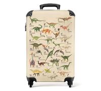 NoBoringSuitcases.com Valise Chariot à Bagages à Main Alphabet - Dino - Rétro - Garçons Bagage Cabine imprimé 55x35x25 cm Valise de Voyage avec roulettes - Trolley