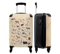 NoBoringSuitcases.com® Valise Chariot à Bagages à Main Alphabet - Enfants - Animaux - Rétro Bagage Cabine imprimé 55x35x25 cm Valise de Voyage avec roulettes - Trolley