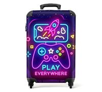NoBoringSuitcases.com Valise Chariot à Bagages à Main Jeux - Console - Néon - Garçons Bagage Cabine imprimé 55x35x25 cm Valise de Voyage avec roulettes - Trolley