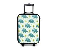 NoBoringSuitcases.com® Valise Enfant 48x31x19 cm Ultra Légère Bagages À roulettes LED pour Enfants Petite Voyage Bagage Bebe Valisette A Roulette Ado - Garçon - Dinosaure - Arbres - Bleu
