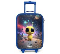 NoBoringSuitcases.com® Valise Enfant Bleu Compacte 48x31x19 cm Ultra Légère Bagages À roulettes LED pour Enfants Valisette A Roulette Ado - Garçon - Être - Jaune - Espace