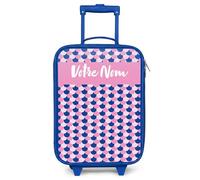 NoBoringSuitcases.com® Valise Enfant Bleu Personnalisé avec Un Nom 48x31x19 cm Ultra Légère Bagages À roulettes LED pour Enfants Valisette A Roulette Ado - Fille - Écailles - Motif - Bleu - Rose