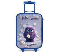 NoBoringSuitcases.com® Valise Enfant Bleu Personnalisé avec Un Nom 48x31x19 cm Ultra Légère Bagages À roulettes LED pour Enfants Valisette A Roulette Ado - Fille - Ami - Marguerite - Violet