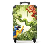 NoBoringSuitcases.com Valise Enfant Cabine 55x35x25 cm - Modèle Garçon Roulette Jungle, Serpent - Vert