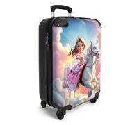 NoBoringSuitcases.com Valise Enfant Cabine 55x35x25cm - Modèle Princesse Licorne Rose-Blanc