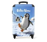 NoBoringSuitcases.com Valise Enfant Cabine Personnalisable, Bagages à Roulettes, Petite Valisette 55x35x25cm (Pingouin - Blanc)