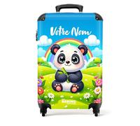 NoBoringSuitcases.com Valise Enfant Cabine Roulette Assise, Bagages Personnalisables, Petite Valise 55x35x25cm (Panda - Multicolore)