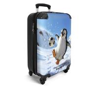 NoBoringSuitcases.com Valise Enfant Cabine Roulette, Bagages 55x35x25cm (Pingouin - Blanc)