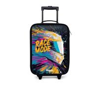 NoBoringSuitcases.com® Valise Enfant Compacte 48x31x19 cm Ultra Légère Bagages À roulettes LED pour Enfants Valisette A Roulette Ado - Garçon - Casque De Course - Race Mode