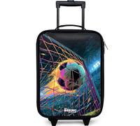 NoBoringSuitcases.com® Valise Enfant Compacte 48x31x19 cm Ultra Légère Bagages À roulettes LED pour Enfants Petite Voyage Bagage Bebe - Garçon - Filet - Football - Coloré