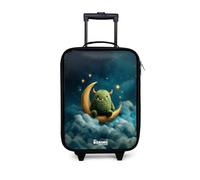 NoBoringSuitcases.com® Valise Enfant Compacte 48x31x19 cm Ultra Légère Bagages À roulettes LED pour Enfants Petite Voyage Bagage Bebe - Garçon - Vert - Monstre - Croissant
