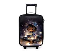 NoBoringSuitcases.com® Valise Enfant Compacte 48x31x19 cm Ultra Légère Bagages À roulettes LED pour Enfants Petite Voyage Bagage Bebe - Garçon - Nuit - Sorcellerie