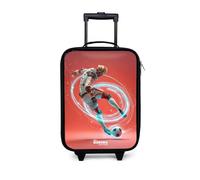 NoBoringSuitcases.com® Valise Enfant Compacte 48x31x19 cm Ultra Légère Bagages À roulettes LED pour Enfants Valisette A Roulette Ado - Garçon - Football - Rouge - Cercle Lumineux