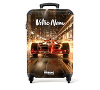 NoBoringSuitcases.com Valise Enfant Garcon, Valise Cabine, Bagages Fils Roulette, Petite Valise Personnalisable 55x35x25cm (Voiture de Course - Rouge)