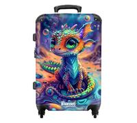 NoBoringSuitcases.com Valise Enfant Grande Taille M (67cm - 72L) avec Serrure TSA, Roulette, 23kg - Petit Dragon Multicolore