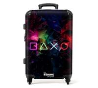 NoBoringSuitcases.com Valise Enfant Grande Taille Serrure TSA - 67cm, 72L - Roulette pour Garçon (Jeu - Néon - Noir), 23kg
