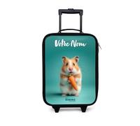 NoBoringSuitcases.com® Valise Enfant Personnalisé avec Un Nom 48x31x19 cm Ultra Légère Bagages À roulettes LED pour Enfants Valisette A Roulette Ado - Fille - Hamster - Mignon - Carotte