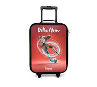 NoBoringSuitcases.com® Valise Enfant Personnalisé avec Un Nom 48x31x19 cm Ultra Légère Bagages À roulettes LED pour Enfants Valisette A Roulette Ado - Garçon - Football - Rouge - Cercle Lumineux