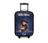 NoBoringSuitcases.com® Valise Enfant Personnalisé avec Un Nom 48x31x19 cm Ultra Légère Bagages À roulettes LED pour Enfants Valisette A Roulette Ado - Fille - Sorcière - Chaudron