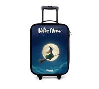 NoBoringSuitcases.com® Valise Enfant Personnalisé avec Un Nom 48x31x19 cm Ultra Légère Bagages À roulettes LED pour Enfants Petite Voyage Bagage Bebe - Garçon - Sorcière - Clair De Lune - Vol