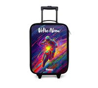 NoBoringSuitcases.com® Valise Enfant Personnalisé avec Un Nom 48x31x19 cm Ultra Légère Bagages À roulettes LED pour Enfants Valisette A Roulette Ado - Garçon - Moto Cross - Couleurs Lignes