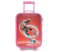 NoBoringSuitcases.com® Valise Enfant Rose Compacte 48x31x19 cm Ultra Légère Bagages À roulettes LED pour Enfants Valisette A Roulette Ado - Garçon - Football - Rouge - Cercle Lumineux