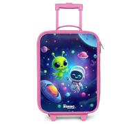 NoBoringSuitcases.com® Valise Enfant Rose Compacte 48x31x19 cm Ultra Légère Bagages À roulettes LED pour Enfants Petite Voyage Bagage Bebe - Garçon - Êtres - Espace