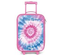 NoBoringSuitcases.com® Valise Enfant Rose Personnalisé avec Un Nom 48x31x19 cm Ultra Légère Bagages À roulettes LED pour Enfants Valisette A Roulette Ado - Fille - Tie-Dye - Abstrait - Bleu - Rose