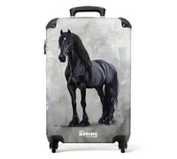 NoBoringSuitcases.com Valise Enfant, Valise Cabine, Valise Enfant Fille, Bagages Enfant, Valise Enfant Roulette, Valise Cabine Enfant Fille, Valise Cabine 55x35x25cm (Cheval Noir - Gris)