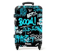 NoBoringSuitcases.com Valise Grande Soute TSA 67-72L pour Avion, Long Séjour (Graffiti Bleu - Noir)