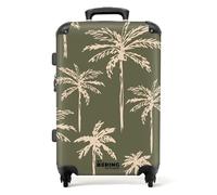 NoBoringSuitcases.com® Valise Grande Taille 67 cm 72L, Rigide a Roulette, Trolley Légère 23kg, Bagage avec Palmiers - Vert pour Avion