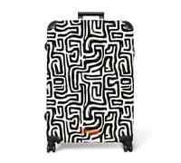NoBoringSuitcases.com® Valise Grande Taille 77x51.5x28 cm Grandes Valises Soute Avion XXL Rigide Solide Voyage Roulette Bagage Légère Travel Bags Graphique - Lignes - Noir - Blanc