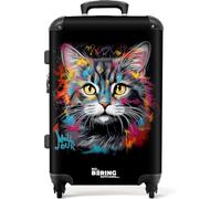 NoBoringSuitcases.com Valise Grande Taille Rigide Avec Serrure TSA, 67cm - 72L, Pour Soute Avion 23kg, Taille M (Chat - Gris)