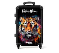 NoBoringSuitcases.com Valise Personnalisable, Valise Soute, Grande Valise, Serrure TSA, Valise Soute 23kg, Valise Rigide, Valise Taille M, Valises, Valise Grande Taille (67cm - 72L), (Tigre - Orange)