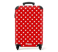 NoBoringSuitcases.com © Valise Rigide de Voyage Valise à roulettes Coque Dure en Bagage à Main - Taille Moyenne en 12 Images (Points Blancs sur Fond Rouge, 55x35x20 cm)