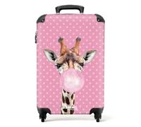 NoBoringSuitcases.com © Valise Rigide de Voyage Valise à roulettes Coque Dure en Bagage à Main - Taille Moyenne en 12 Images (Girafe avec Un Chewing-Gum Devant des Points Roses, 55x35x20 cm)