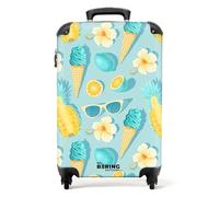 NoBoringSuitcases.com © Valise Rigide de Voyage Valise à roulettes Coque Dure en Bagage à Main - Taille Moyenne en 12 Images (Motif Estival avec des Fleurs et des Cornets de Glace, 55x35x20 cm)