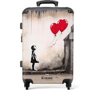 NoBoringSuitcases.com Valise Rigide Grande Taille Soute 23kg TSA (67cm - 72L), Globe de Coeurs - Rouge