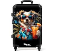 NoBoringSuitcases.com Valise Rigide Soute 23kg M Taille avec Serrure TSA, Chien - Bleu