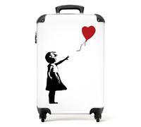NoBoringSuitcases.com Valise Rigide, Voyage, Roulette - Cabine 55x35x25cm (Fille - Blanc)
