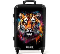 NoBoringSuitcases.com Valise Soute 23kg, Grande Valise Rigide Taille M, Serrure TSA (67cm - 72L), (Tigre - Orange)