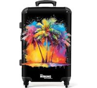 NoBoringSuitcases.com Valise Soute 23kg, Rigide, Taille M, Grande (67cm - 72L), Serrure TSA (Palmiers - Multicolore)