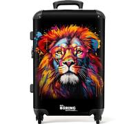 NoBoringSuitcases.com Valise Soute Grande 23kg, Rigide, Moyenne et Grande Taille (67cm - 72L), Serrure TSA (Lion - Orange)