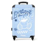 NoBoringSuitcases.com Valise Soute, Grande Soute, Serrure TSA, 23kg Rigide, Moyenne à Grande Taille (67cm - 72L), (Ourson en Peluche - Bleu)
