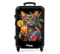 NoBoringSuitcases.com Valise Soute Grande Taille, 72L, 20kg, TSA, Rigide, Moyenne, Grande, 67cm, Chat - Tropical