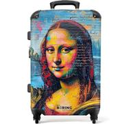 NoBoringSuitcases.com Valise Soute Grande Taille, Serrure TSA, Rigide, Taille M (67cm - 72L), Mona Lisa - Bleu